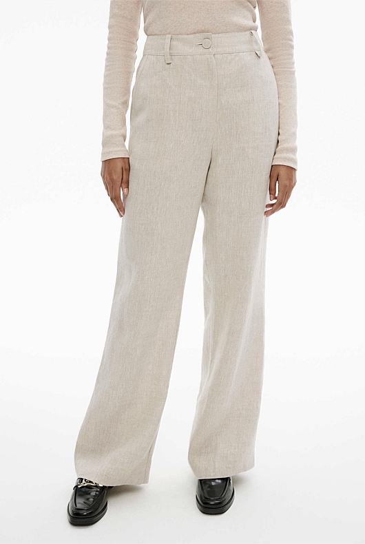 Yarn Dye Linen Trouser - Flax