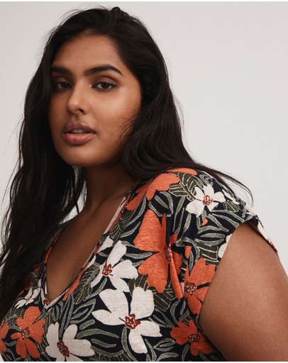 Witchery Tribal Linen V Neck Tee