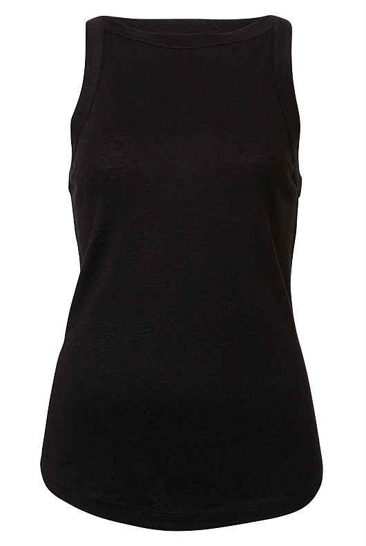Linen Bind Detail Tank - Black