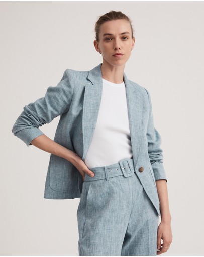Witchery Yarn Dye Linen Single Breasted Blazer