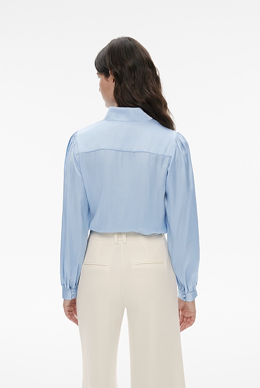 Button Up Blouse - Baby Blue