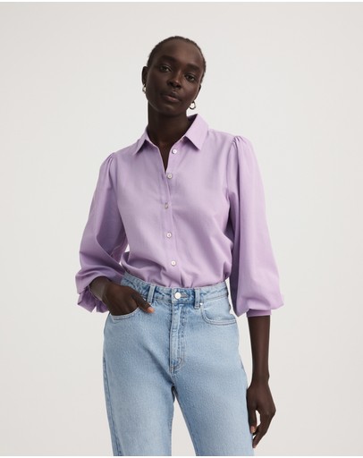 Witchery Collar Gather Sleeve Blouse