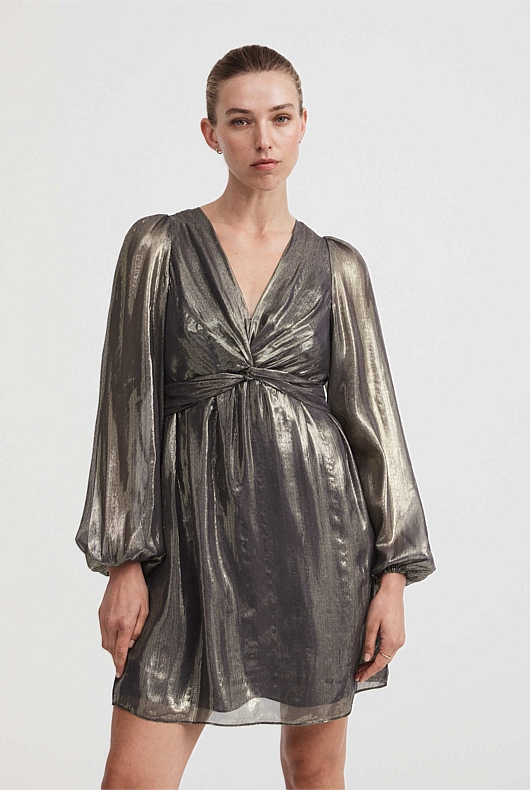 Metallic Mini Dress - Pewter