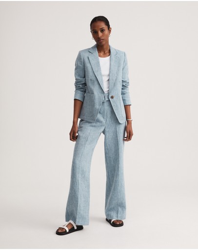 Witchery Yarn Dye Linen Belted Trouser