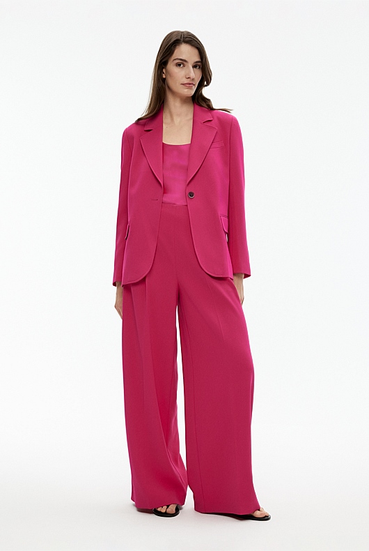 Boxy Single-Breasted Blazer - Dahlia Pink