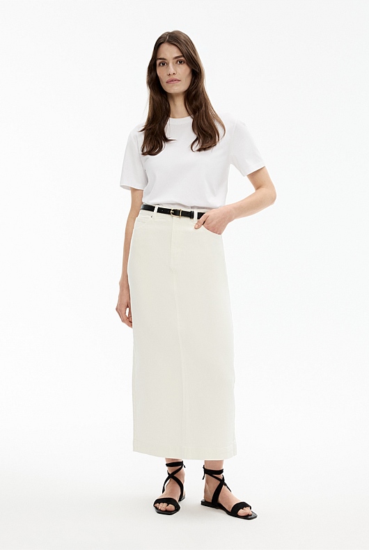 Denim Maxi Skirt - Parchment