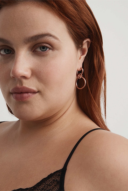 Metal Twist Earrings - Rose Gold