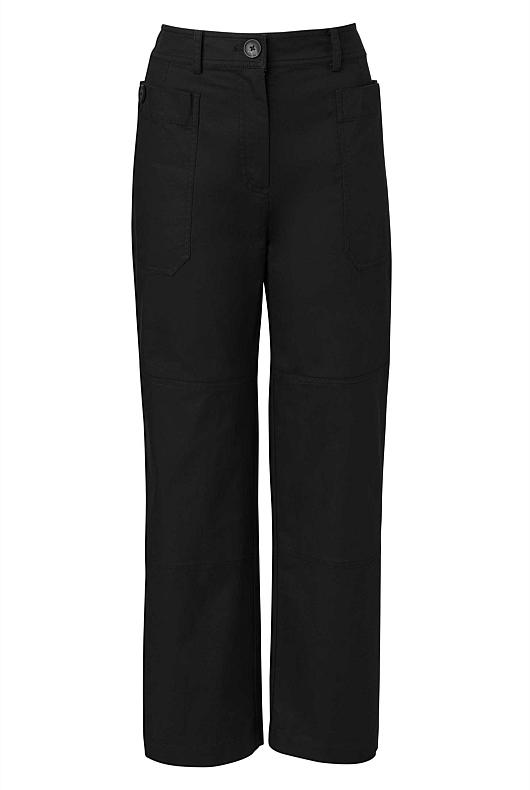 Cotton Blend Pocket Detail Pant - Black