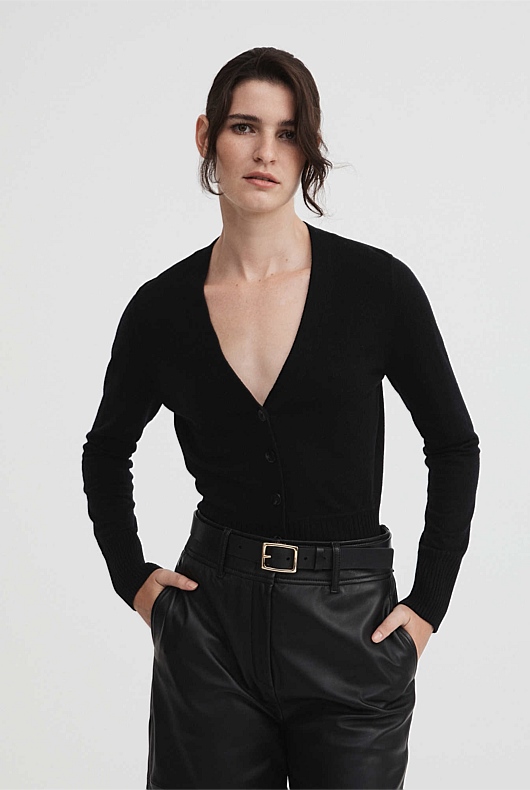 Merino Silk Cardigan - Black