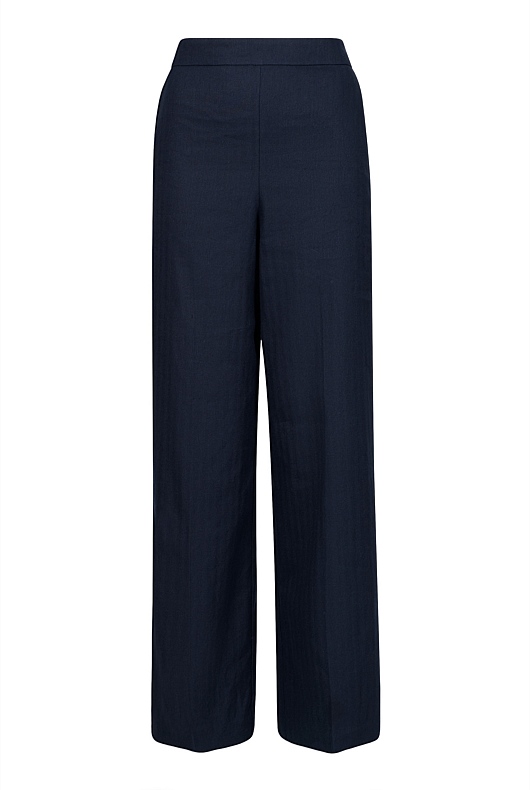 Cotton Linen Pull On Pant - Blue Night