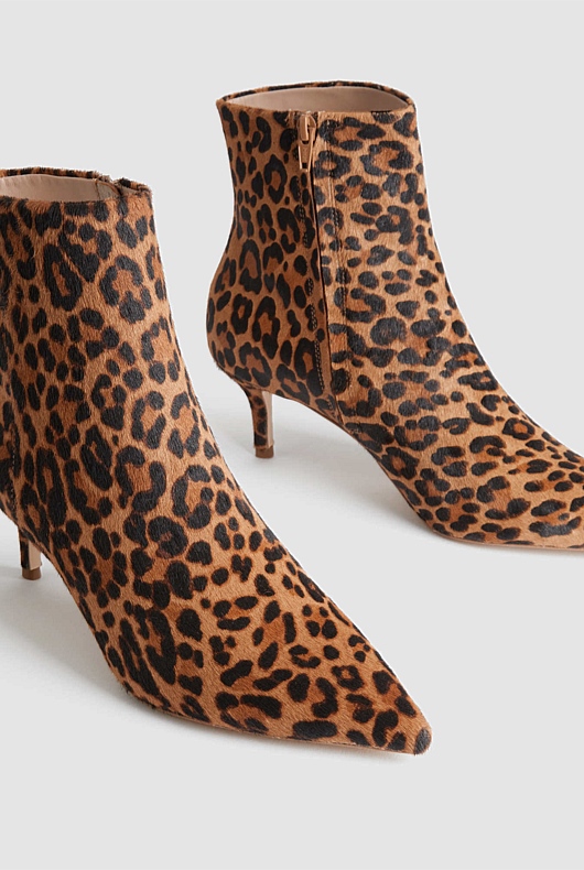 Textured 65mm Heeled Boot - Ocelot Print