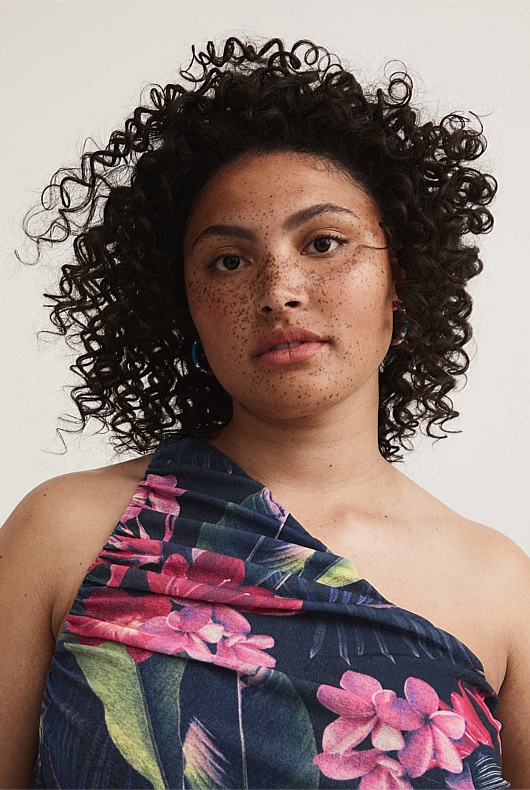 Mesh Vivid Floral Dress - Midnight Purple