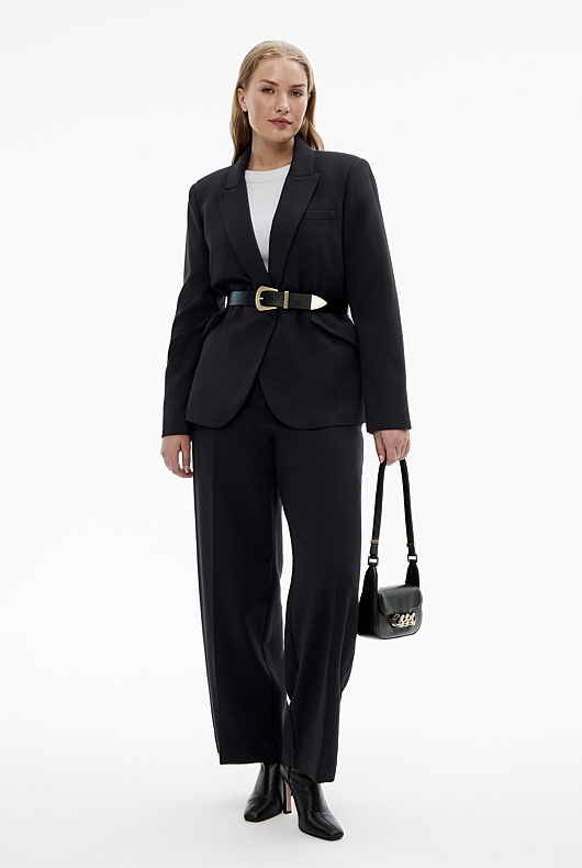 Seam Detail Single Breasted Blazer - Black