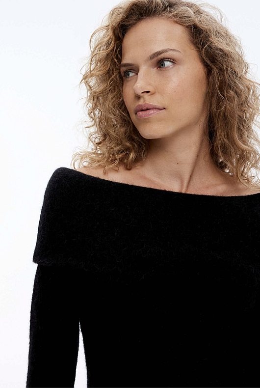 Alpaca Blend Knit Dress - Black