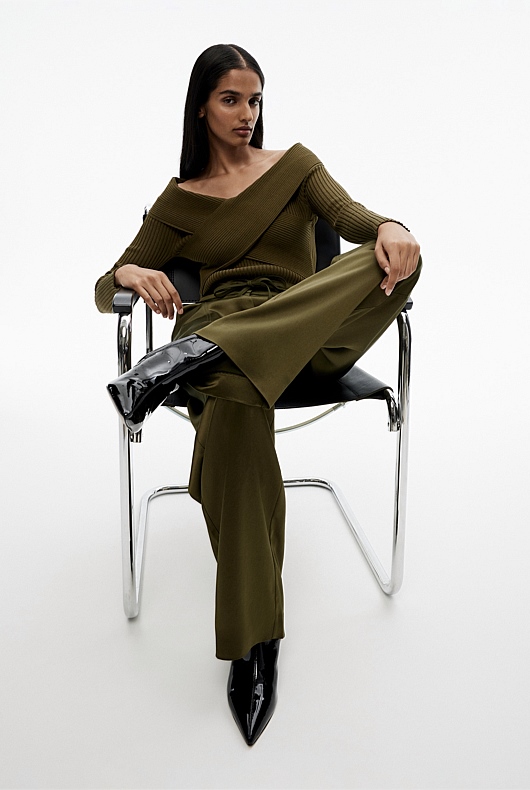 Acetate Blend Pant - Jungle