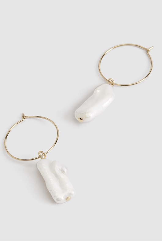 Freshwater Pearl Mini Hoops - Soft Gold