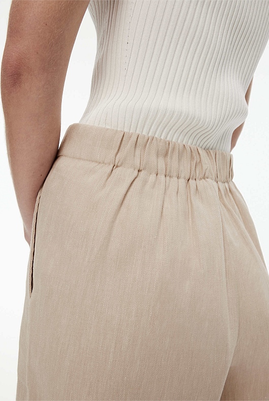Cotton Linen Pull On Pant - Flax