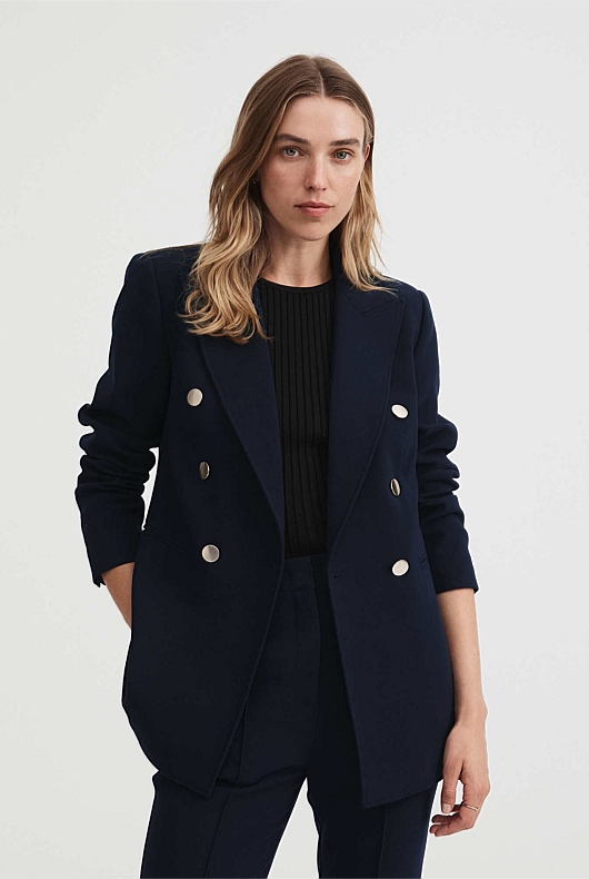 Classic Double Breasted Blazer - Blue Night