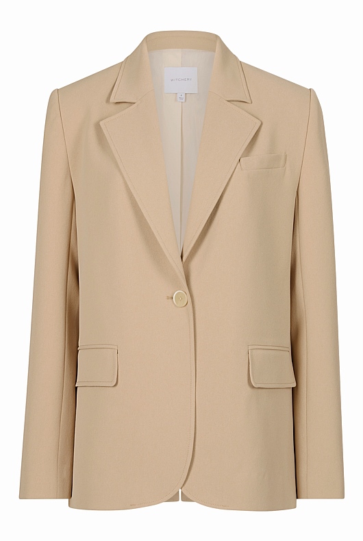 Boxy Single-Breasted Blazer - Washed Sand
