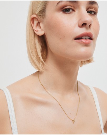 Witchery Sterling Silver Initial Necklace Gold