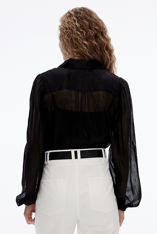 Silk Linen Blouse - Black