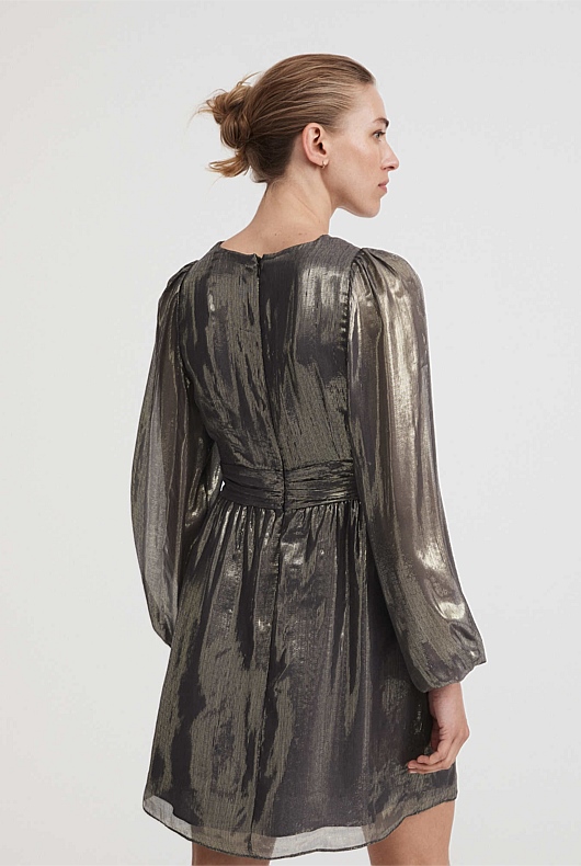 Metallic Mini Dress - Pewter