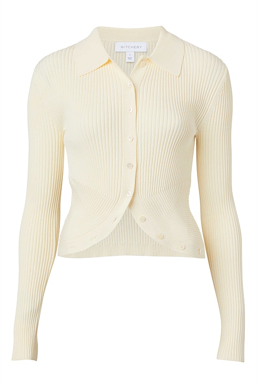 Crepe Button Through Crop - Cream