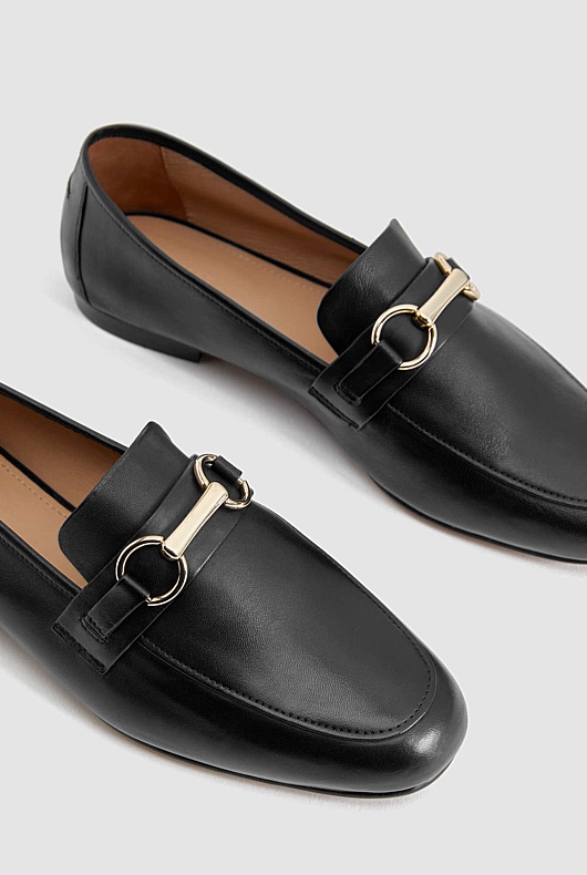 Snaffle Leather Loafer - Black