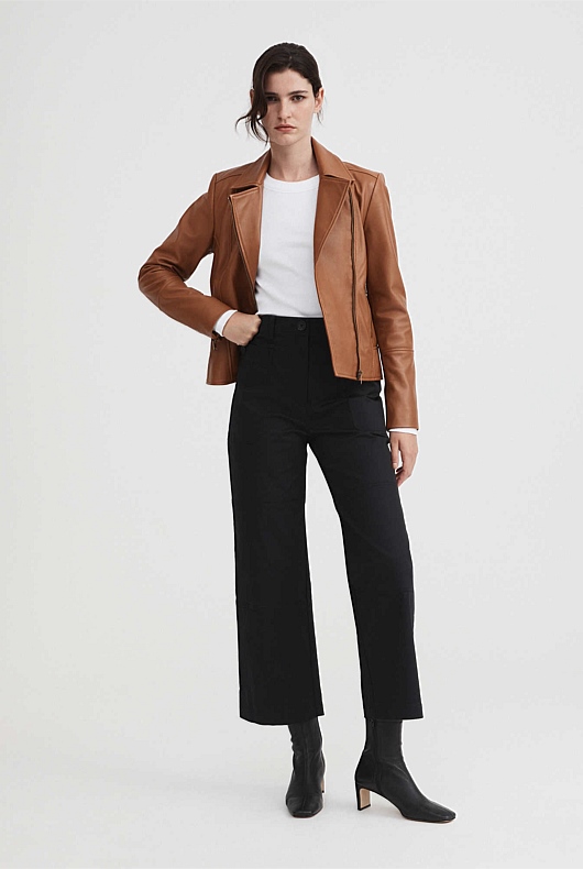 Cotton Blend Pocket Detail Pant - Black