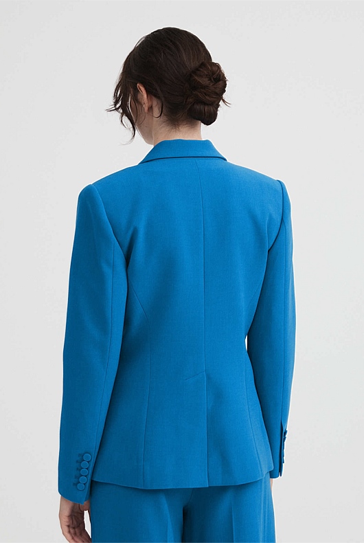 Seam Detail Single Breasted Blazer - Sorrento Blue