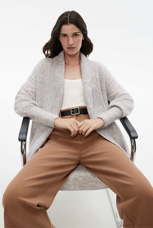 Mohair Knit Cardigan - Light Grey Marle