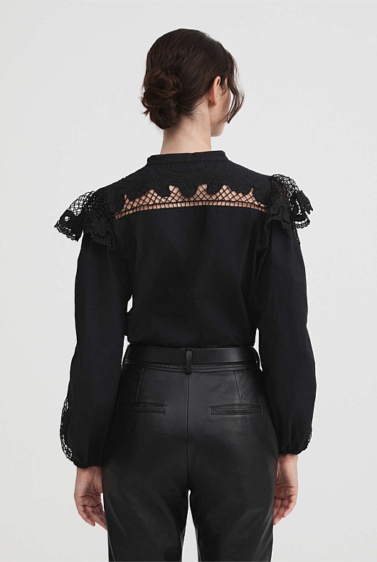 Cotton Lace Blouse - Black