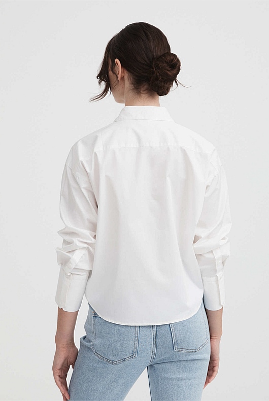 Cotton Cropped Shirt - Pure White