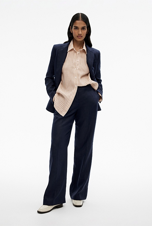 French Linen Stripe Shirt - Barley