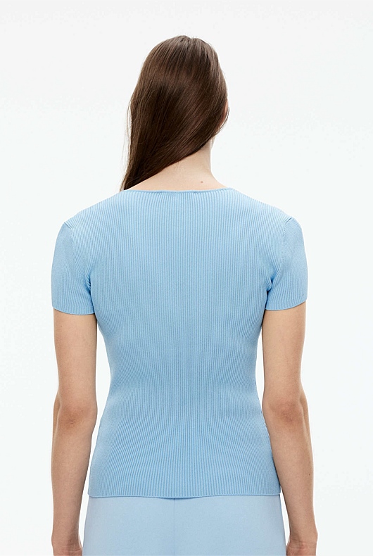 Sweetheart Neck Knit - Soft Blue