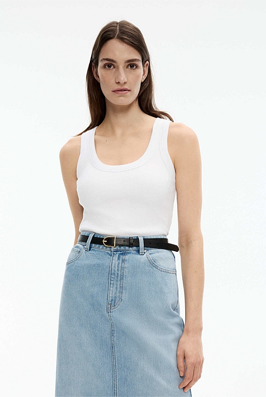 Cotton Scoop Neck Tank - Pure White