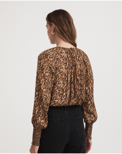 Witchery Kitty Print Relaxed Blouse