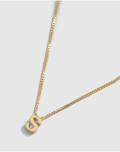 Witchery Sterling Silver Initial Necklace Gold