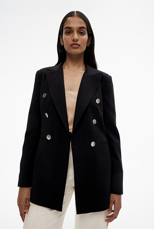 Classic Double Breasted Blazer - Black