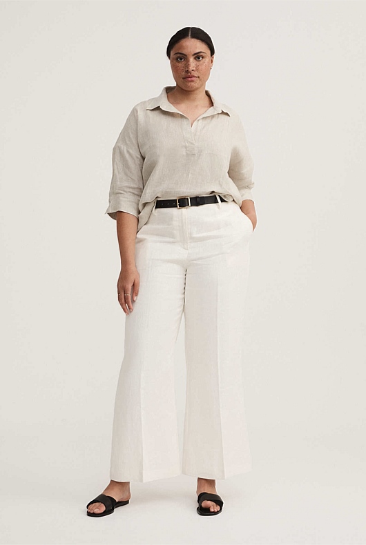 French Linen Pop Over Shirt - Flax