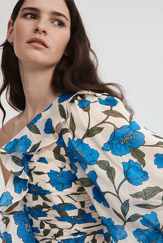 Silk Linen Blue Violet Dress - Lapis