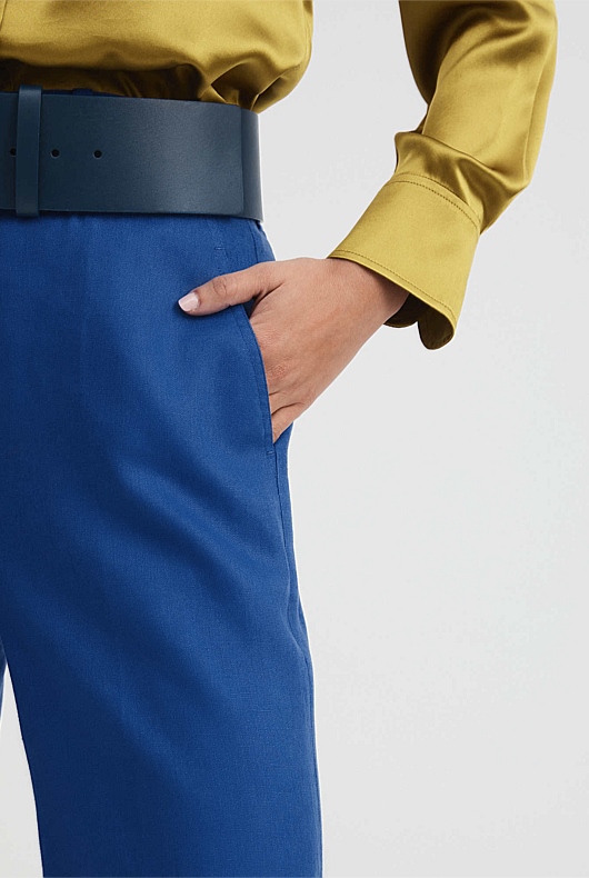 Linen Wide Leg Trouser - Bold Blue