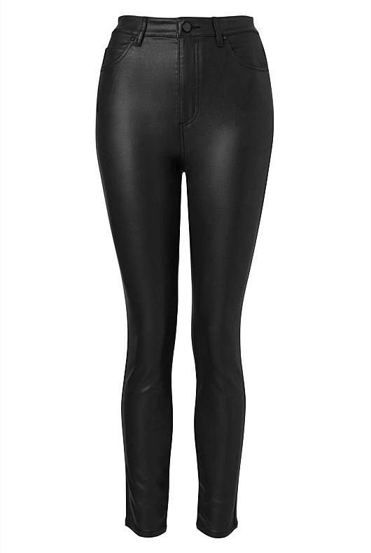 Coated 7/8 Skinny Jean - Black