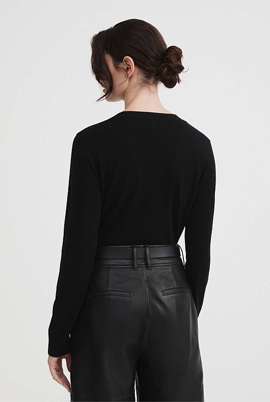 Merino Silk Cardigan - Black