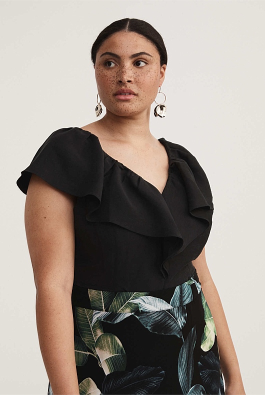 Ruffle Sleeve Blouse - Black