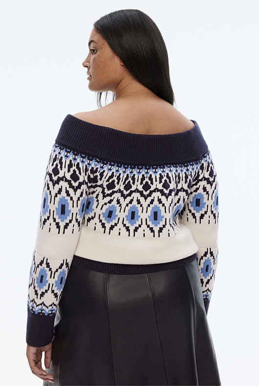 Off Shoulder Fair Isle Knit - Cream
