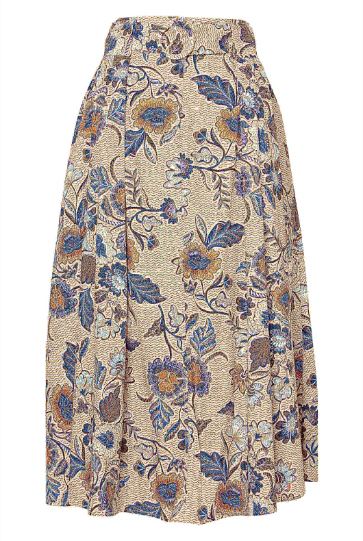 Floral Vine Pleat Detail Skirt - Barley
