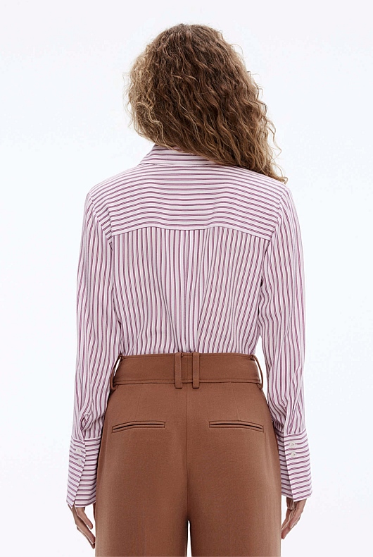 Silk Stripe Shirt - Brick Red