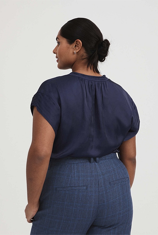 Cap Sleeve Blouse - Ink Blue