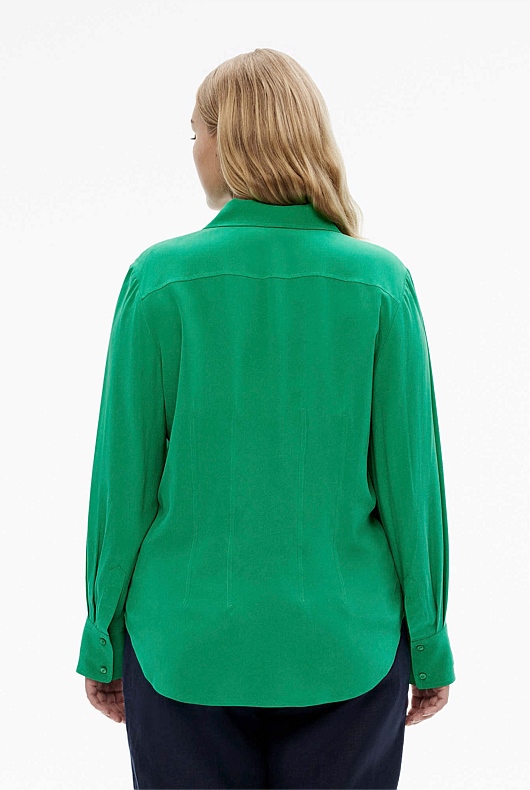 Silk Dart Detail Shirt - Viridian Green